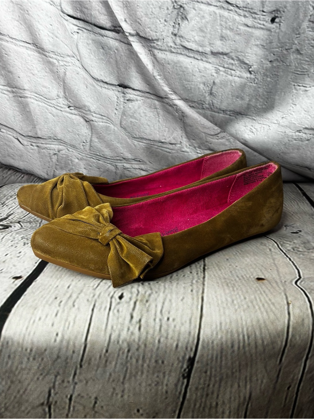 5/$20 Corporate Boho Twee Coquette Indie Faux Suede Mustard Tan Ballet Flats 7